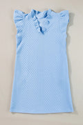 Ruffled V - Neck Cap Sleeve Mini Dress - CELIVINE