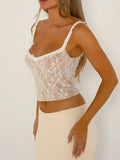 Lace Cami Top with Frill Straps - CELIVINE