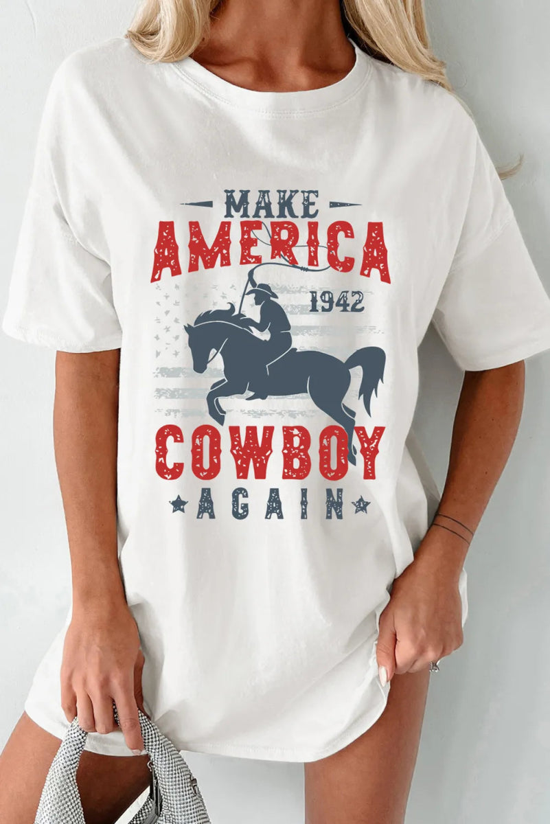 Cowboy Graphic Round Neck Half Sleeve T-Shirt - CELIVINE