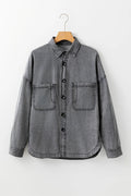Button Up Long Sleeve Denim Jacket - CELIVINE