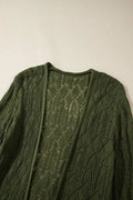 Openwork Open Front Long Sleeve Cardigan - CELIVINE