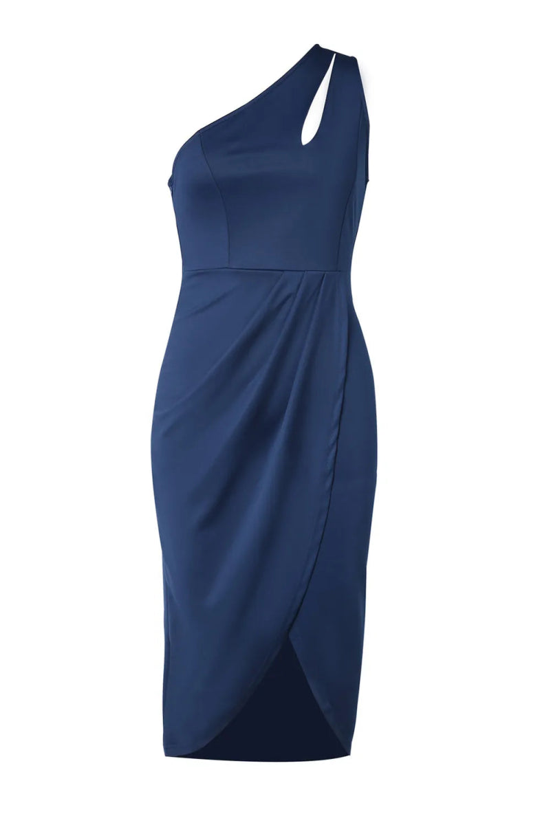 Ruched Cutout Single Shoulder Dress - CELIVINE