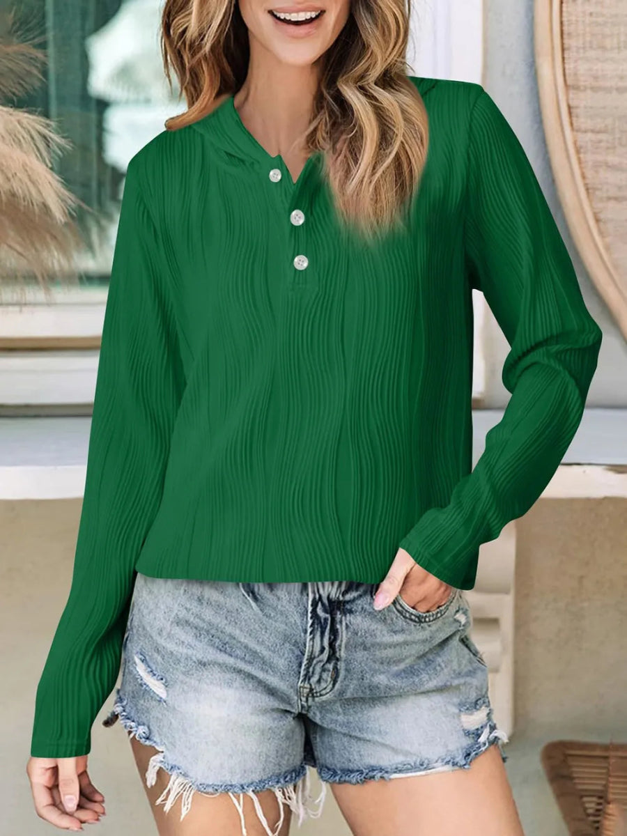 Textured Long Sleeve Hoodie - CELIVINE