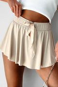 Drawstring High Waist Lined Active Skorts - CELIVINE