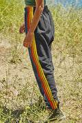 Contrast Striped Elastic Waist Active Pants - CELIVINE