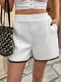 Contrast Trim Shorts with Pockets - CELIVINE