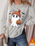 Halloween Ghost Round Neck Sweatshirt - CELIVINE