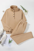 Half Snap Turtleneck Top and Pants Active Set - CELIVINE