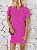 Round Neck Short Sleeve Mini Dress - CELIVINE