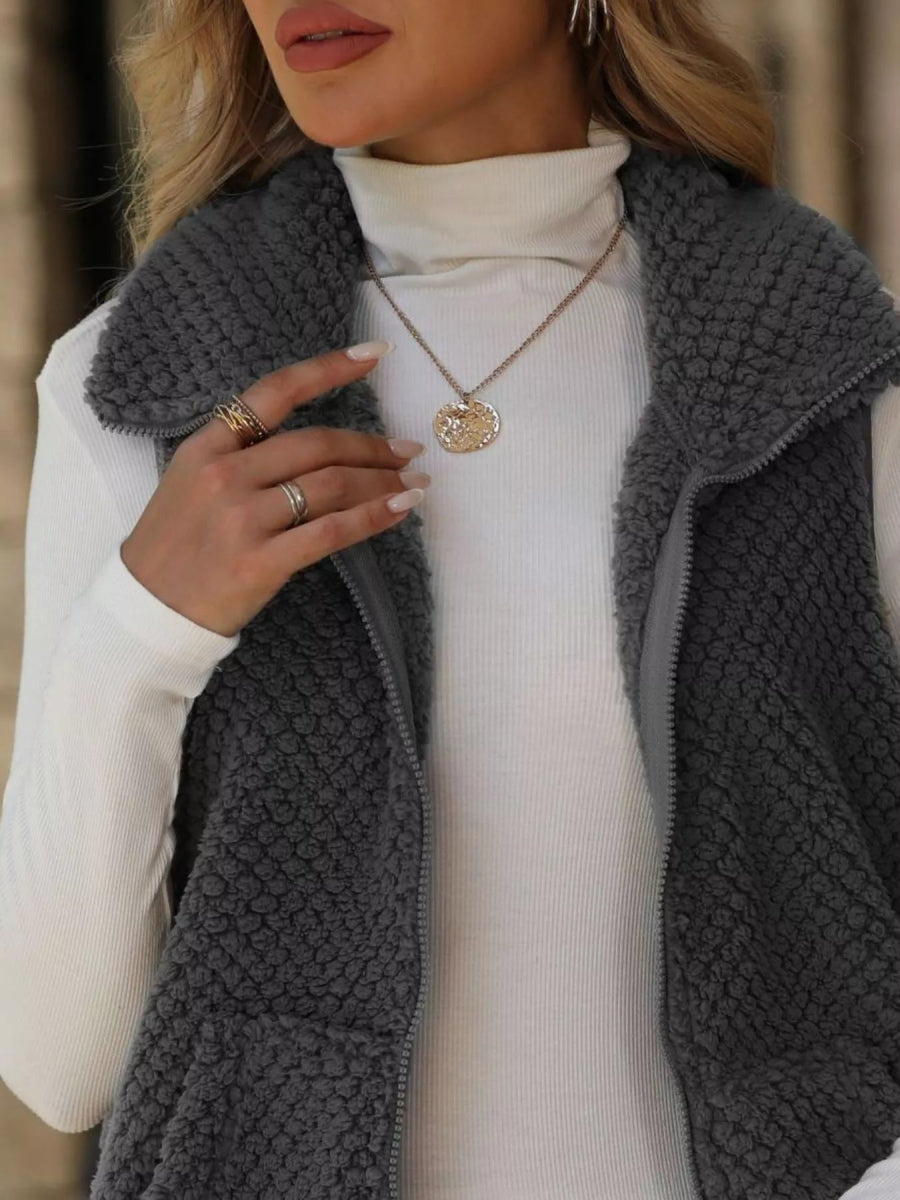 Zip - Up Vest Coat - CELIVINE