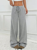 Striped Wide Leg Drawstring Pants - CELIVINE