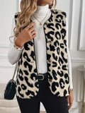 Leopard Sherpa Vest Coat - CELIVINE