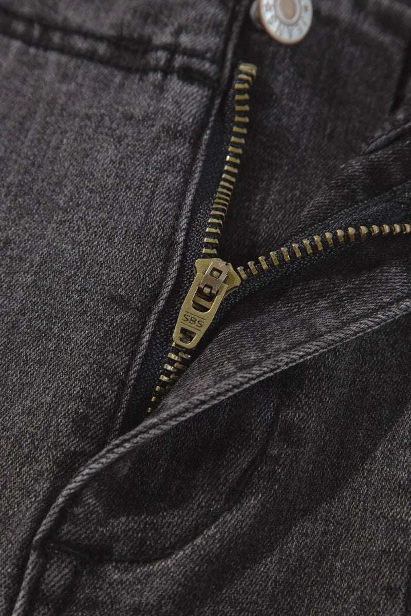 High - Waisted Wide - Leg Vintage Wash Jeans - CELIVINE