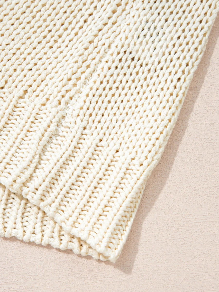 Contrast Stitch Detail V Neck Drop Shoulder Sweater - CELIVINE