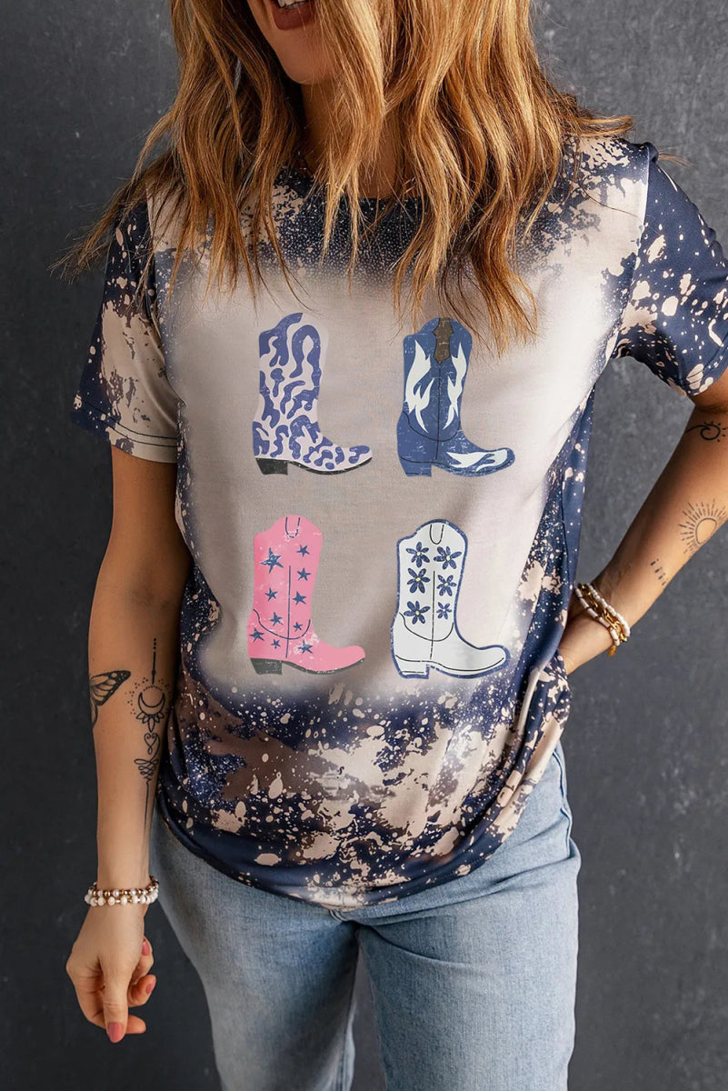 Boots Graphic Round Neck Short Sleeve T-Shirt - CELIVINE