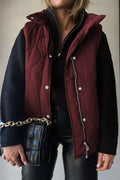 Collared Neck Vest with Pockets - CELIVINE