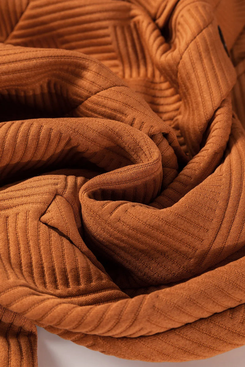 Textured Button Down Collared Neck Coat - CELIVINE