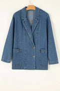 Pocketed Long Sleeve Denim Jacket - CELIVINE