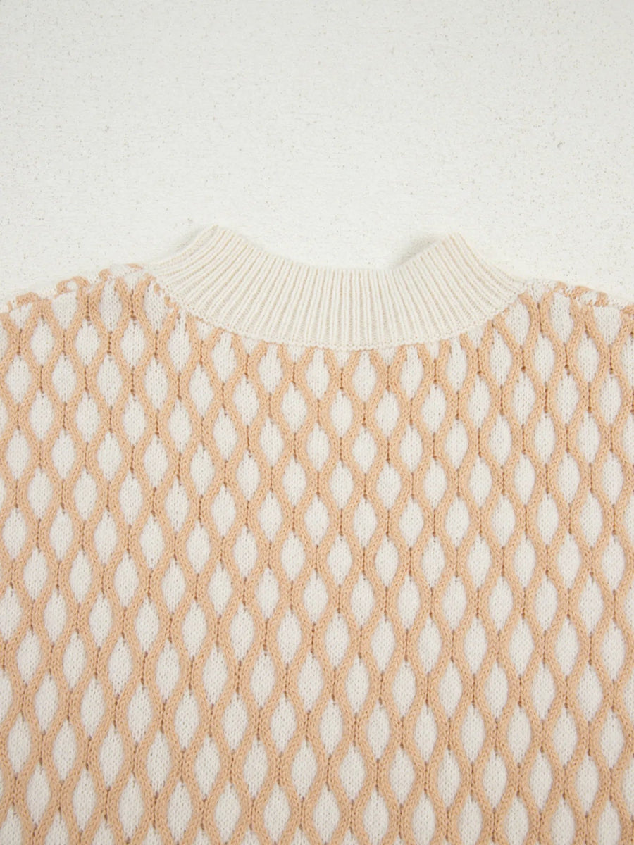 Textured Knit Mock Neck Sweater - CELIVINE