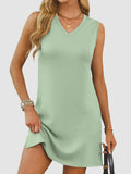 Slit V - Neck Sleeveless Mini Dress - CELIVINE