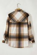 Plaid Button Up Long Sleeve Shacket - CELIVINE
