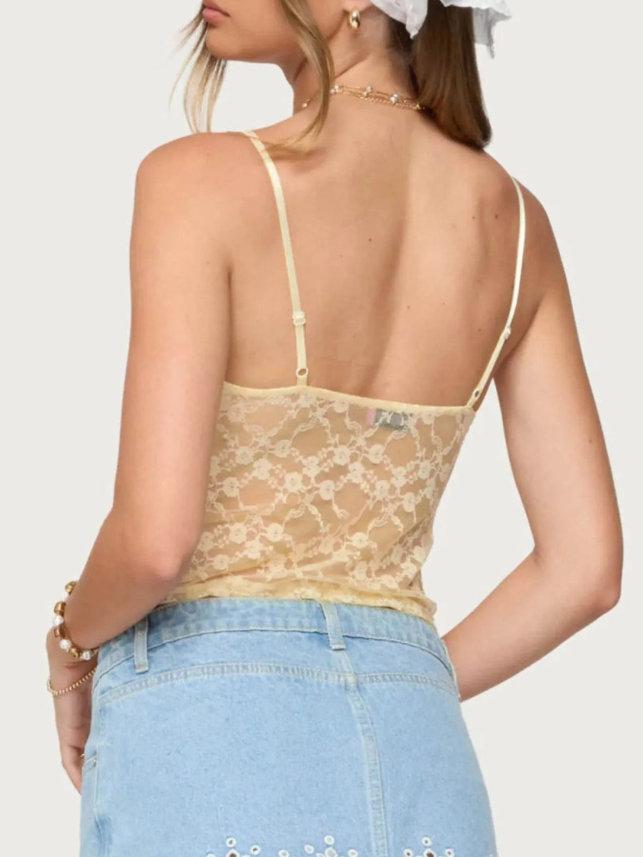 Adjustable Strap Lace Cami - CELIVINE