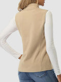 Zip Up Turtleneck Vest with Pockets - CELIVINE