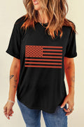 US Flag Round Neck Short Sleeve T-Shirt - CELIVINE
