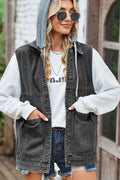 Sleeveless Denim Top with A Detachable Hood - CELIVINE