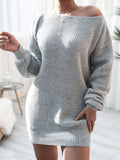 Rib - Knit Mini Sweater Dress - CELIVINE