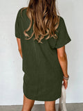 Round Neck Short Sleeve Mini Dress - CELIVINE