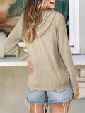 Textured Long Sleeve Hoodie - CELIVINE