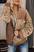 Leopard Button Up Drop Shoulder Jacket - CELIVINE