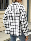 Plaid Button Up Long Sleeve Jacket - CELIVINE