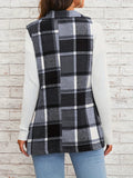 Plaid Button Down Vest Coat - CELIVINE