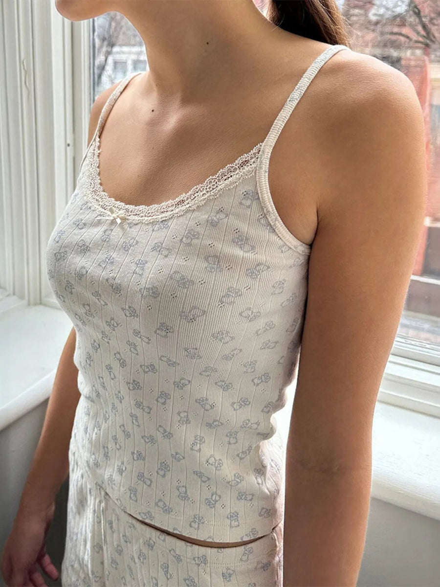 Lace Detail Scoop Neck Cami - CELIVINE