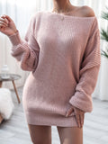 Rib - Knit Mini Sweater Dress - CELIVINE