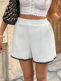 Contrast Trim Shorts with Pockets - CELIVINE