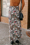 Floral Elastic Waist Maxi Skirt - CELIVINE