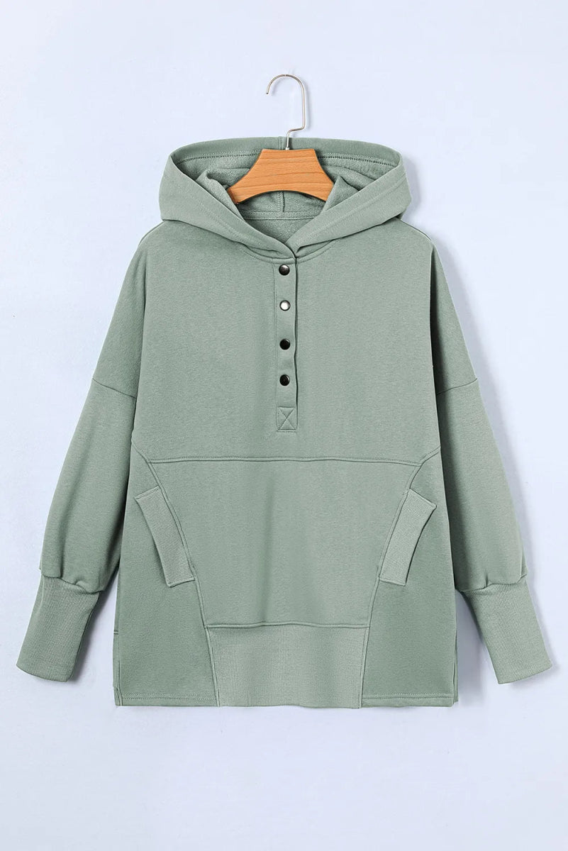 Quarter - Snap Dropped Shoulder Hoodie - CELIVINE