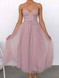 Sweetheart Neck Tulle Midi Dress - CELIVINE