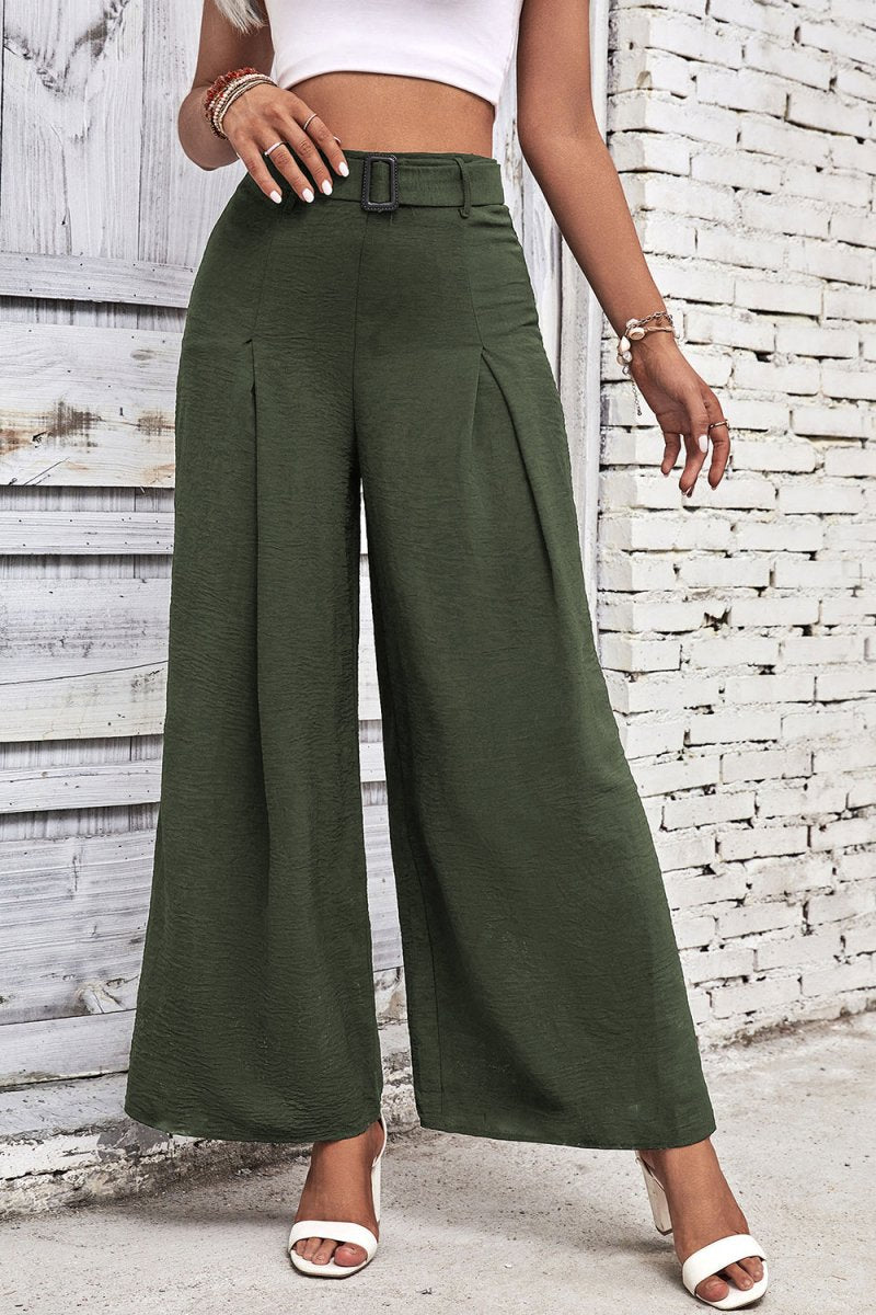 High Waisted Wide Leg Pants - CELIVINE