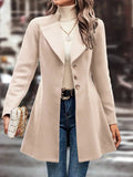 Collared Neck Long Sleeve Longline Coat - CELIVINE