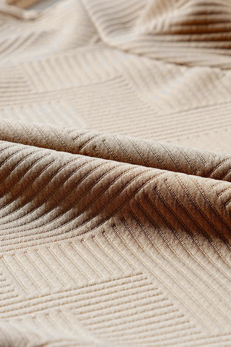 Textured Turtleneck Long Sleeve Sweatshirt - CELIVINE