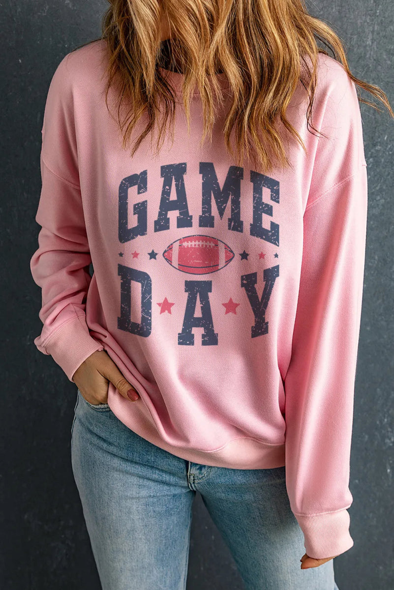 GAME DAY Round Neck Long Sleeve Sweatshirt - CELIVINE