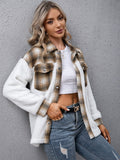 Plaid Collared Neck Button Down Jacket - CELIVINE