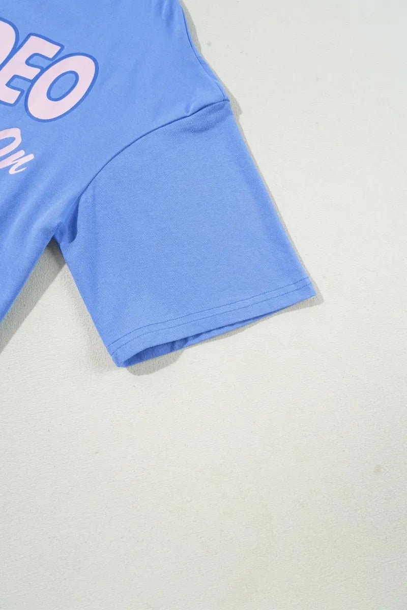 Graphic Round Neck Short Sleeve T-Shirt - CELIVINE