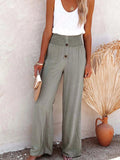 Full Size High - Waisted Textured Wide Leg Pants Plus Size - CELIVINE