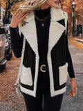 Open Front Vest Coat with Pockets - CELIVINE