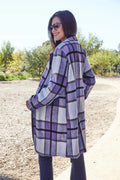 Double Take Full Size Plaid Button Up Lapel Collar Coat - CELIVINE
